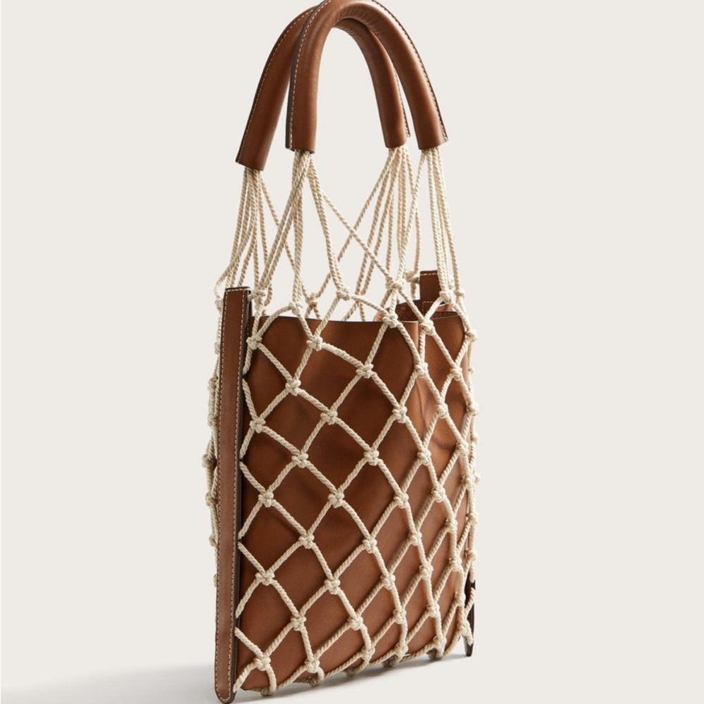 Mango woven net brown bag